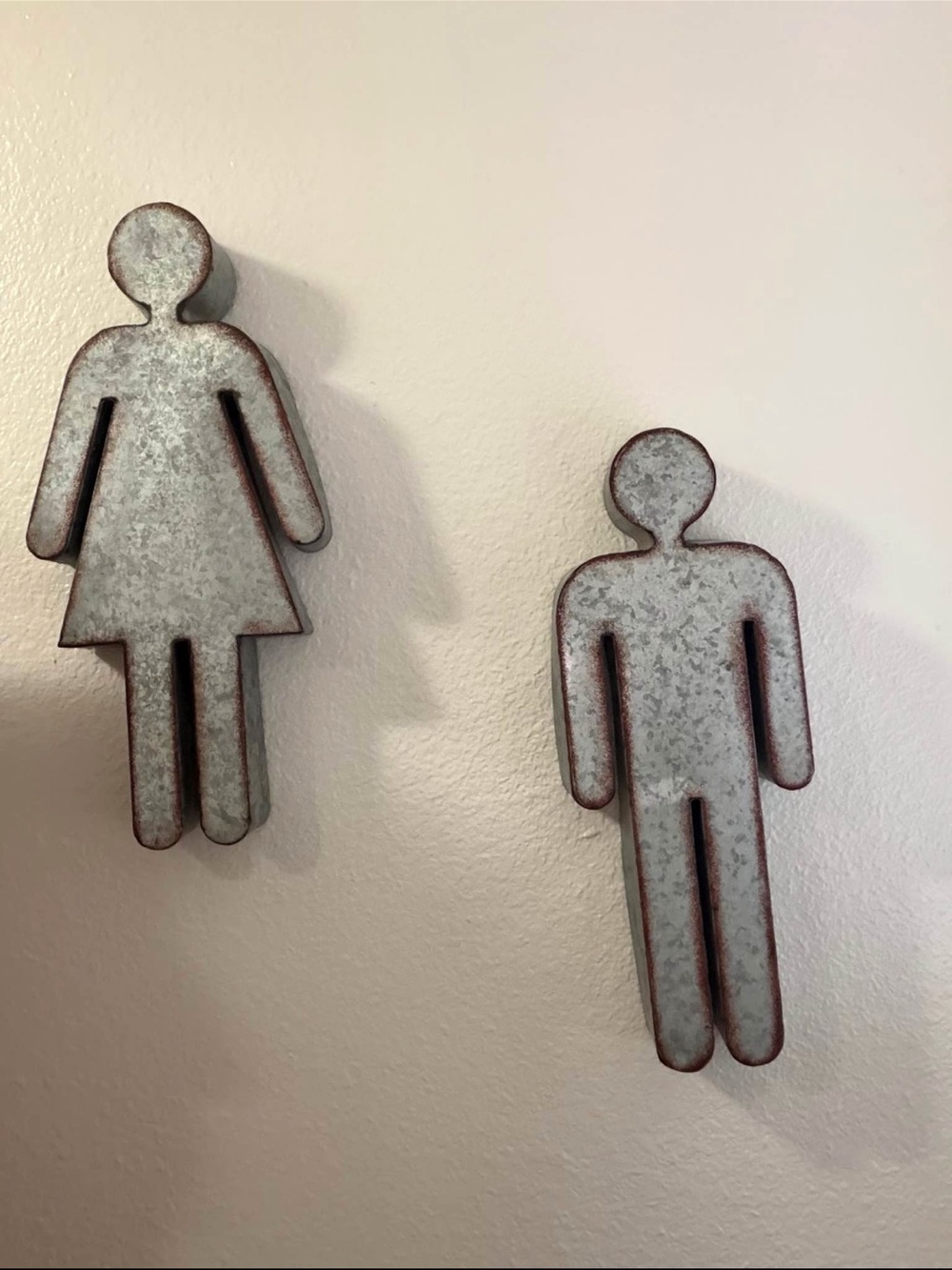 Hobby Lobby Galvanized Male & Female Wall Hook Pair - Gray with Rust Accents